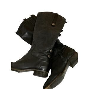 Arturo Chiang Fierce Black Leather Zip Knee Riding military biker Boots Size 6 M